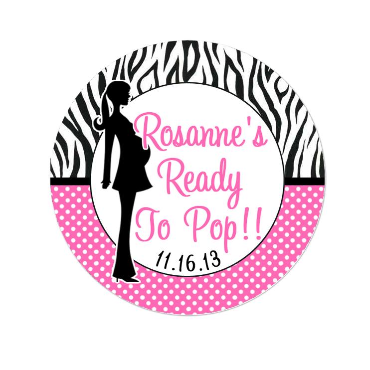 Mother To Be Silhouette Zebra Print Polka Dot Wide Border Personalized Sticker Birthday Stickers - INKtropolis
