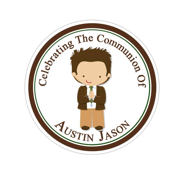 Communion Boy Personalized Sticker Birthday Stickers - INKtropolis