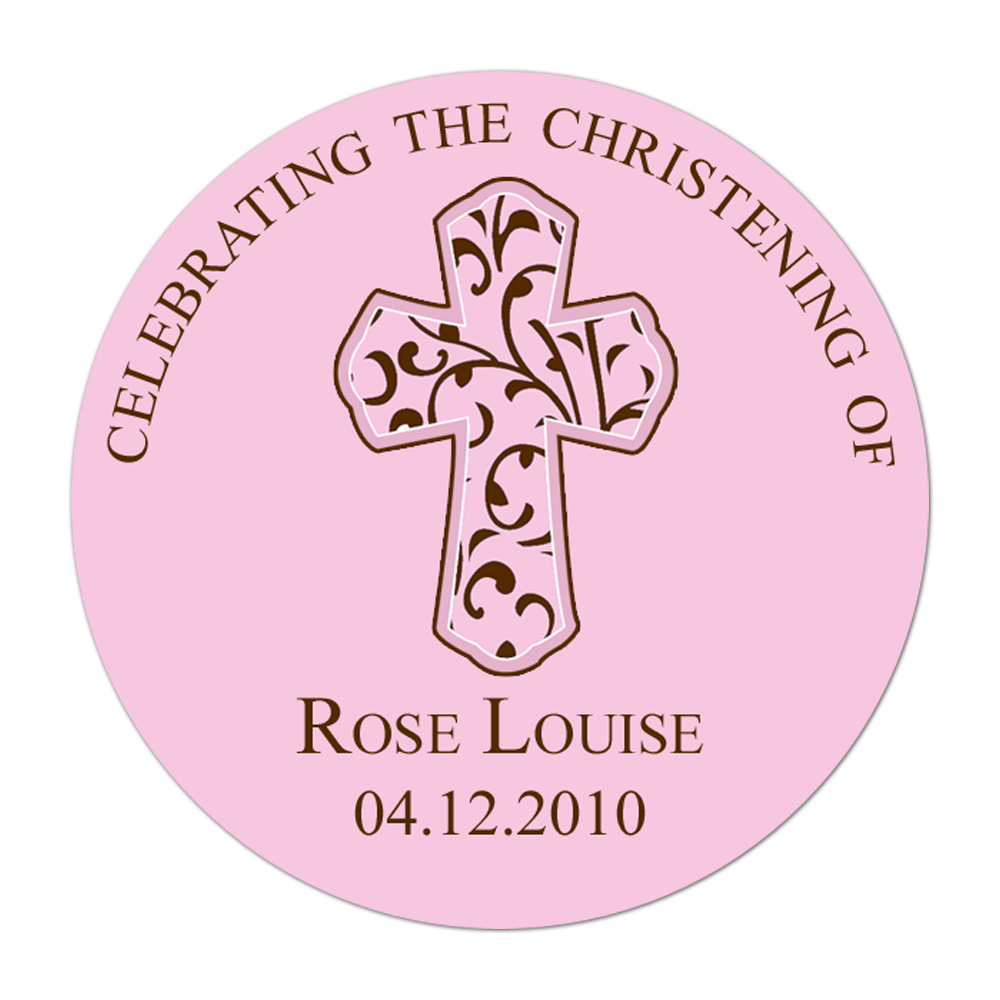 Filigree Cross Personalized Sticker Birthday Stickers - INKtropolis