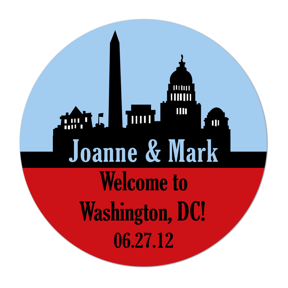 Washington DC Skyline Personalized Sticker Wedding Stickers - INKtropolis
