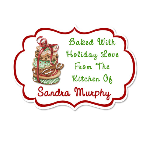 Stack Of Cookies Fancy Frame Shaped Personalized Kitchen Labels