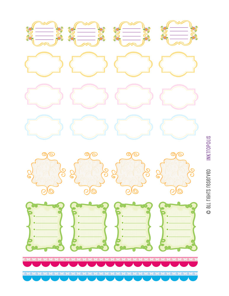 Monthly Planner Stickers Specialty Fancy Frame 1/2 and Full Boxes Plus Stickers Planner Labels Compatible with Erin Condren Vertical Life Planner planner sticker - INKtropolis