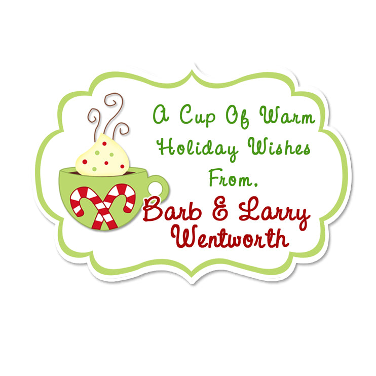 Hot Chocolate Fancy Framed Shaped Personalized Sticker Christmas Stickers - INKtropolis