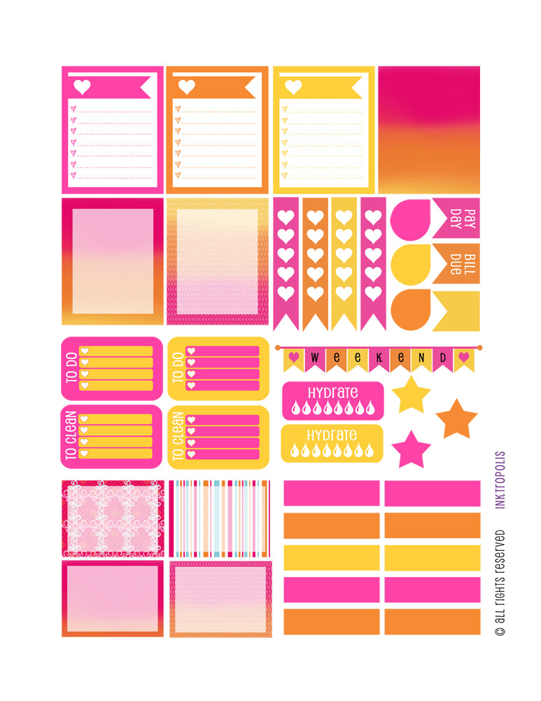 Monthly Planner Stickers Tropical Bliss Sampler Stickers Planner Labels Compatible with Erin Condren Vertical Life Planner planner sticker - INKtropolis