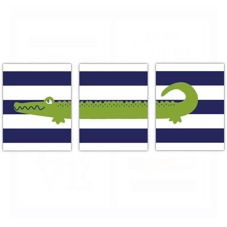 Preppy Alligator Nursery Wall Art Decor Dream Big Little One Poster, Print, Framed or Canvas - Set of 3 kids room art - INKtropolis