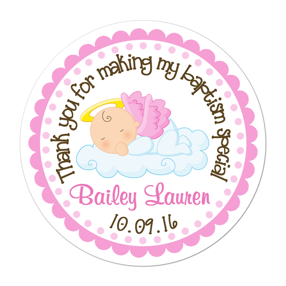 Angel Baby Girl Personalized Sticker Birthday Stickers - INKtropolis