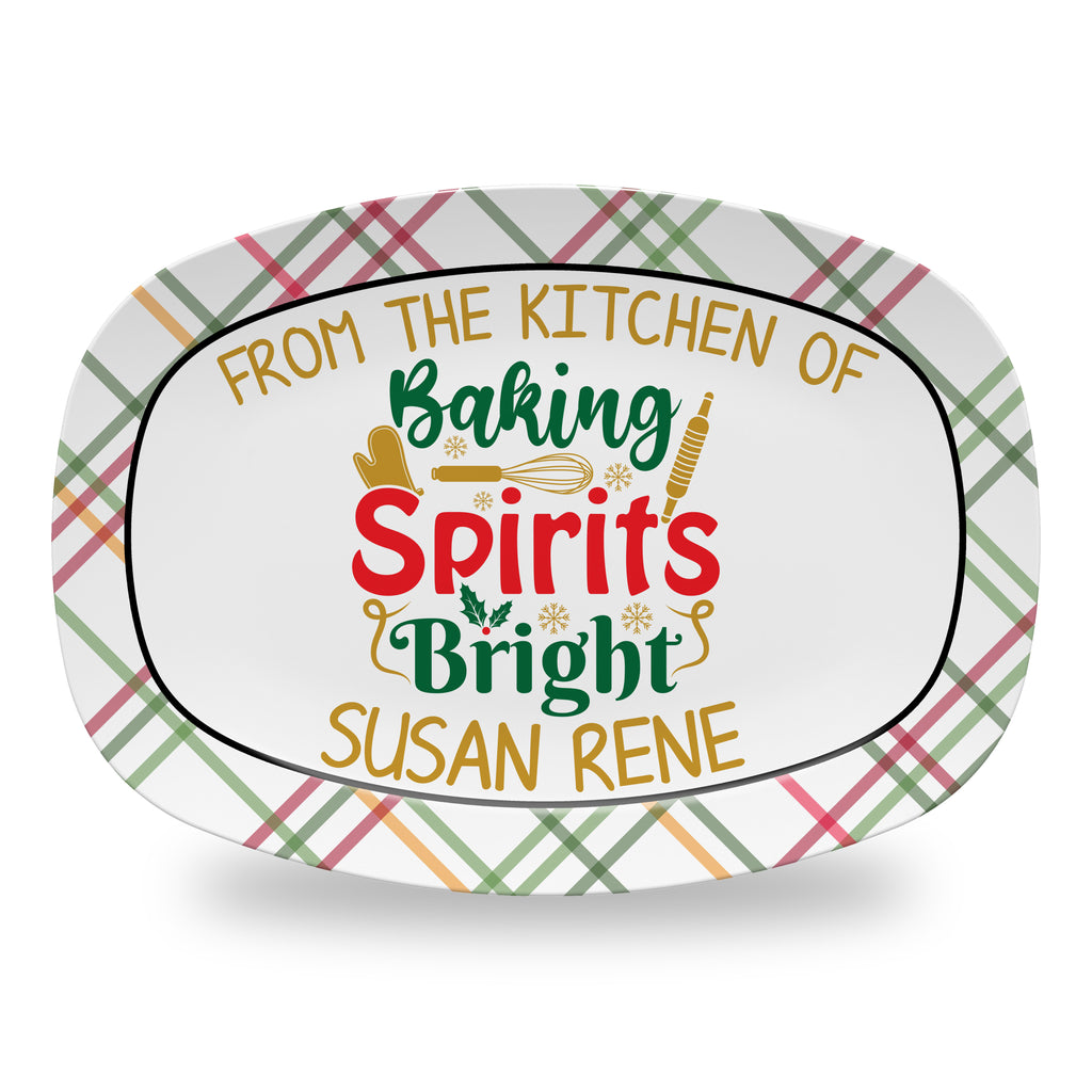 Personalized Christmas Holiday Platter, Serving Tray - Baking Spirits Bright