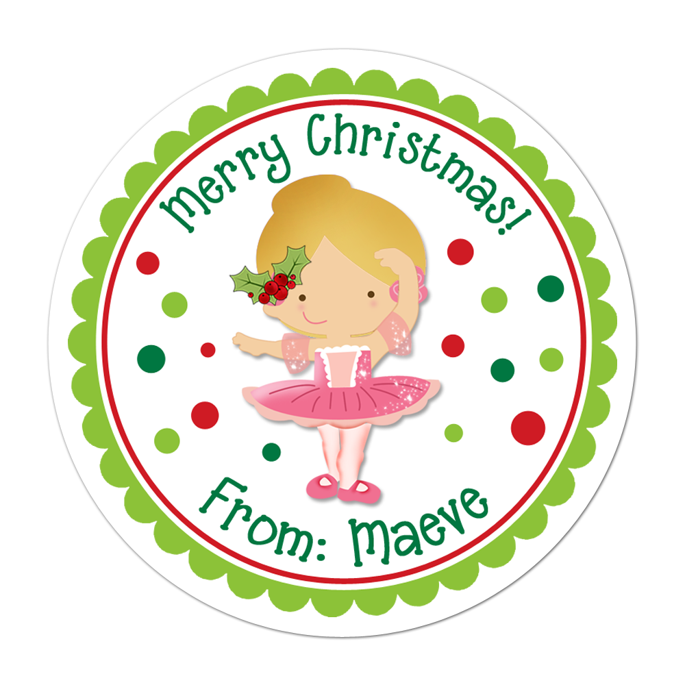 Mistletoe Ballerina Personalized Sticker Christmas Stickers - INKtropolis