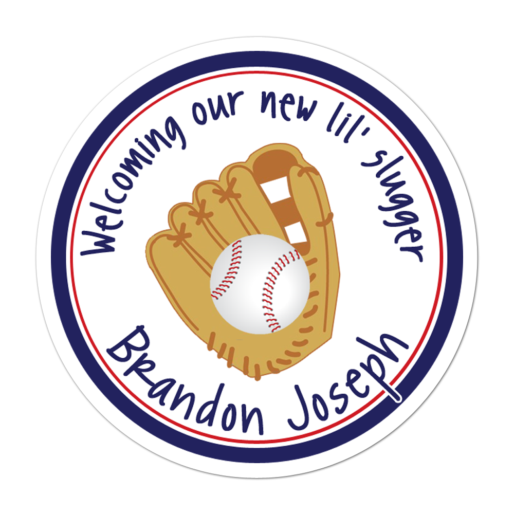 Baseball Glove Personalized Sticker Baby Shower Stickers - INKtropolis