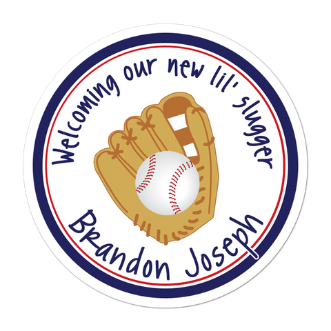 Baseball Glove Personalized Birthday Favor Sticker