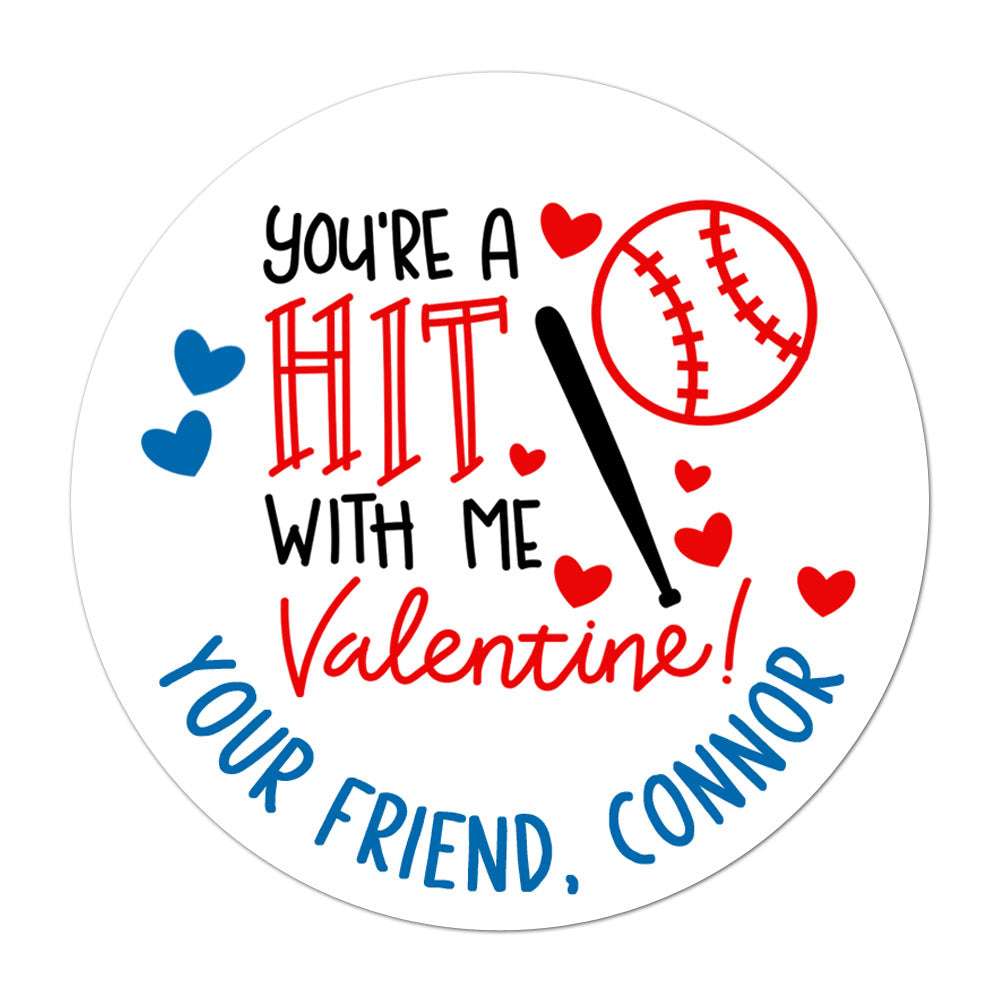 Baseball Personalized Valentines Day Sticker