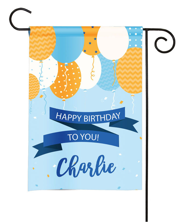 Personalized Boys Birthday Balloons Garden Flag - Party Flag - Birthday Sign