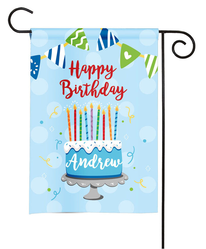 personalized boys birthday cake party flag