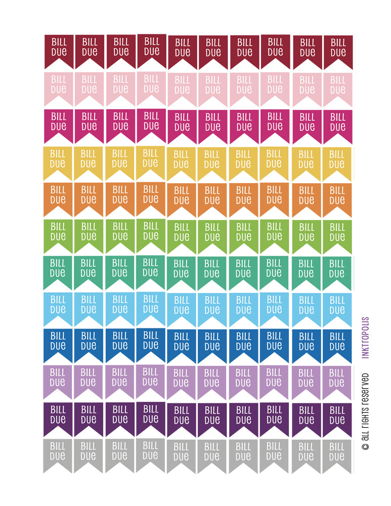 Monthly Planner Stickers Bill Due Flag Stickers Planner Labels Compatible with Erin Condren Vertical Life Planner planner sticker - INKtropolis