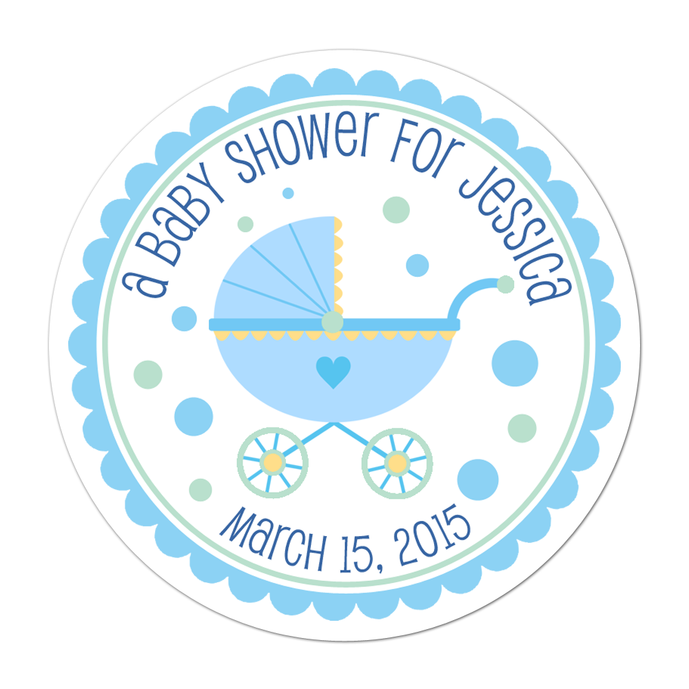 Baby Pram Personalized Sticker Baby Shower Stickers - INKtropolis