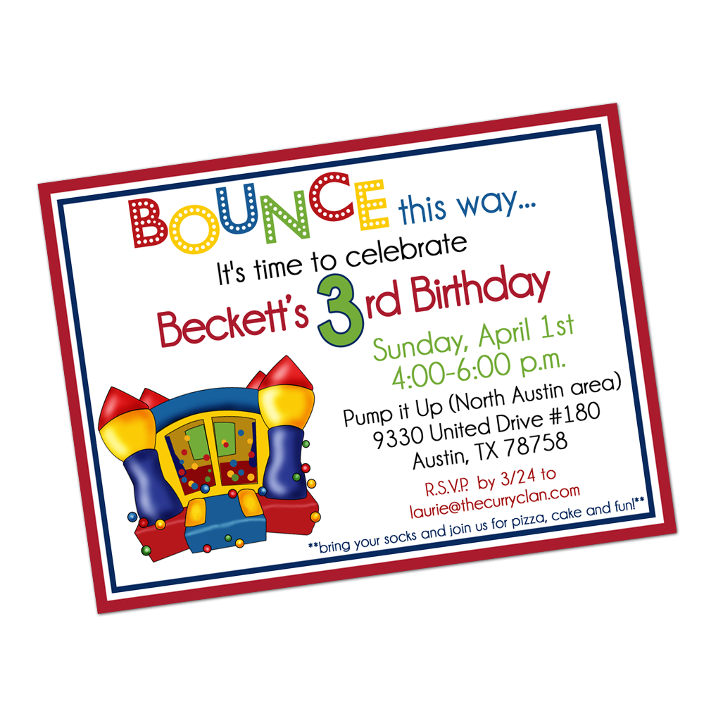 Primary Colored Bounce House Digital Invitation Digital Invitations - INKtropolis