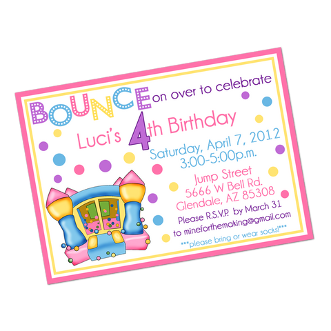 Pastel Colored Bounce House Digital Birthday Invitation
