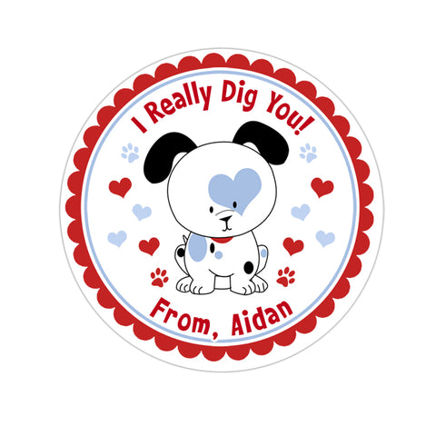 Puppy Dog Personalized Valentines Day Sticker