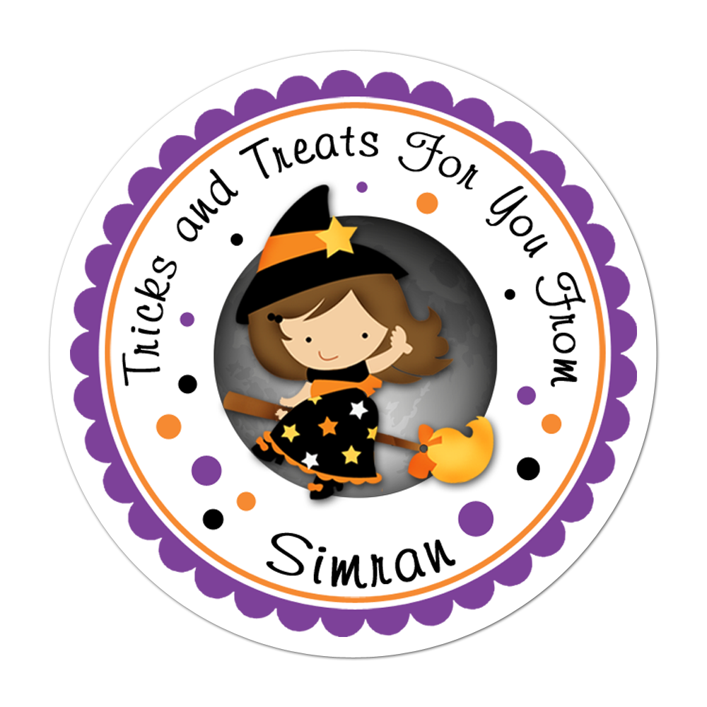 Witch On Broom Personalized Sticker Halloween Stickers - INKtropolis