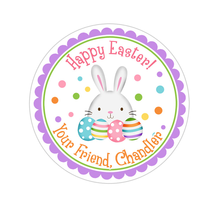 Easter Bunny With Eggs Personalized Sticker Other Holiday Stickers - INKtropolis