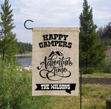 Personalized Camping Flag - Happy Campers - Adventure Time