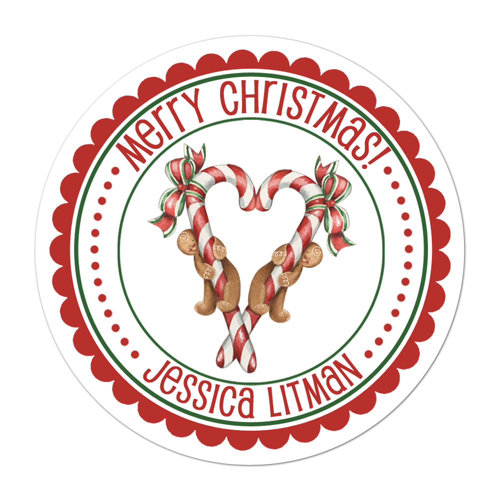 Candy Cane Personalized Sticker Christmas Stickers - INKtropolis