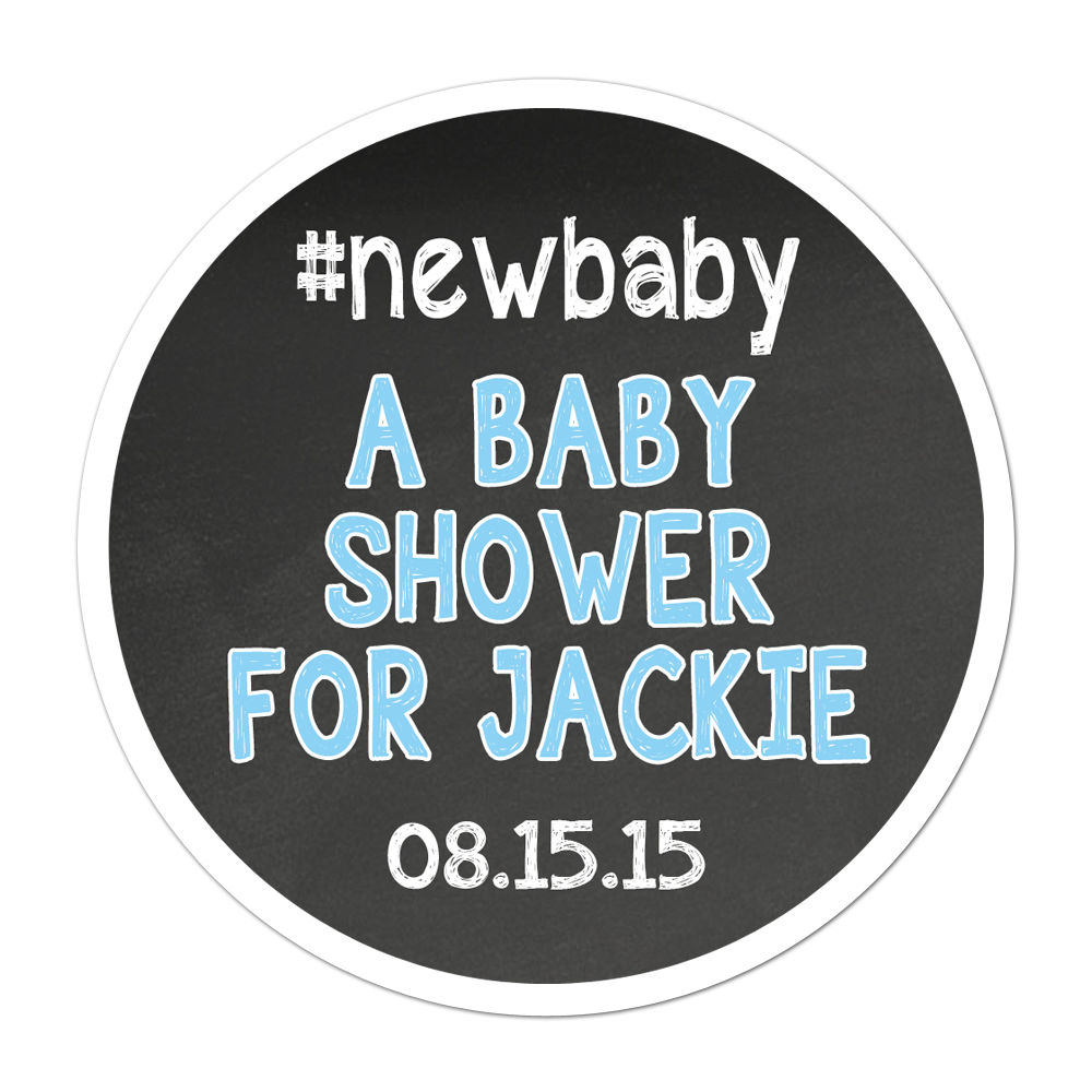 #Baby Shower Chalkboard Style Background Personalized Sticker Baby Shower Stickers - INKtropolis