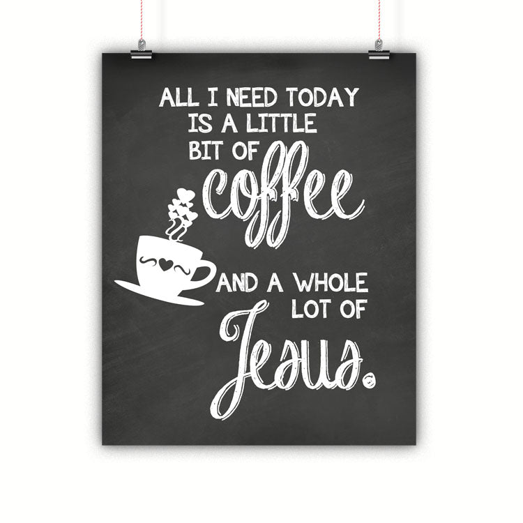 Coffee and Jesus Kitchen Artwork, Poster, Print, Framed or Canvas - Chalkboard Style kitchen art - INKtropolis