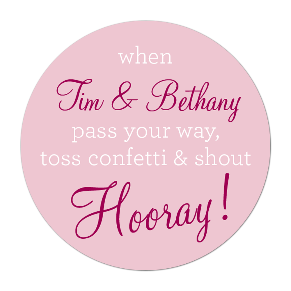 Toss Confetti and Shout Hooray Personalized Sticker Wedding Stickers - INKtropolis