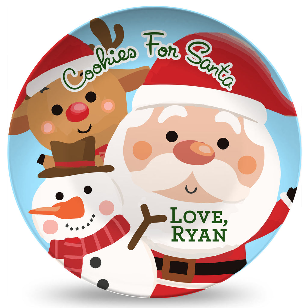 Personalized Cookies For Santa Plate - Santa and Friends