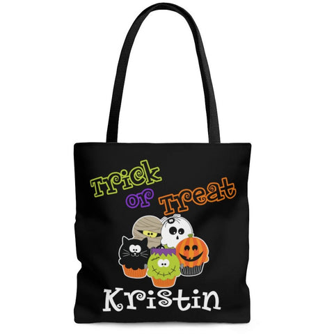 Personalized Halloween Trick Or Treat Bag, Kids Halloween Tote Bag - Spooky Cupcakes