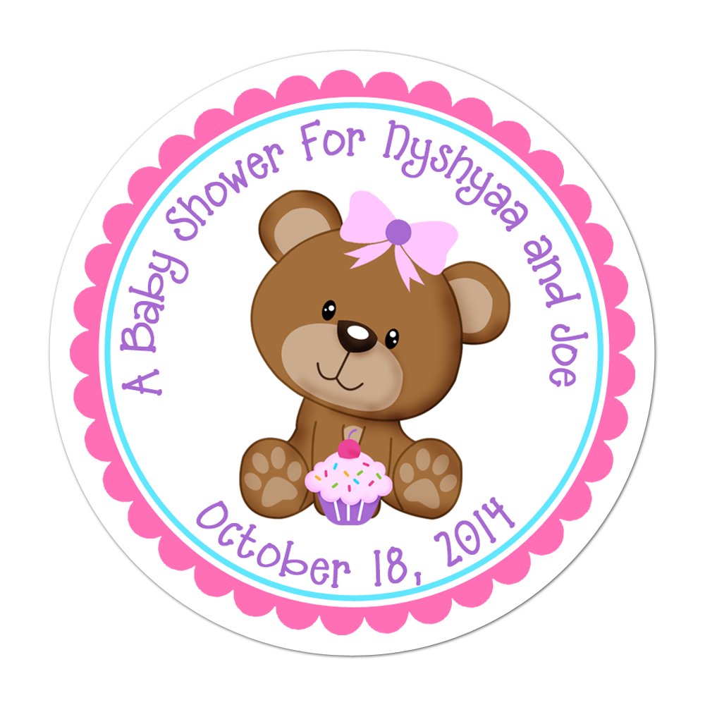 Teddy Bear Personalized Sticker Baby Shower Stickers - INKtropolis