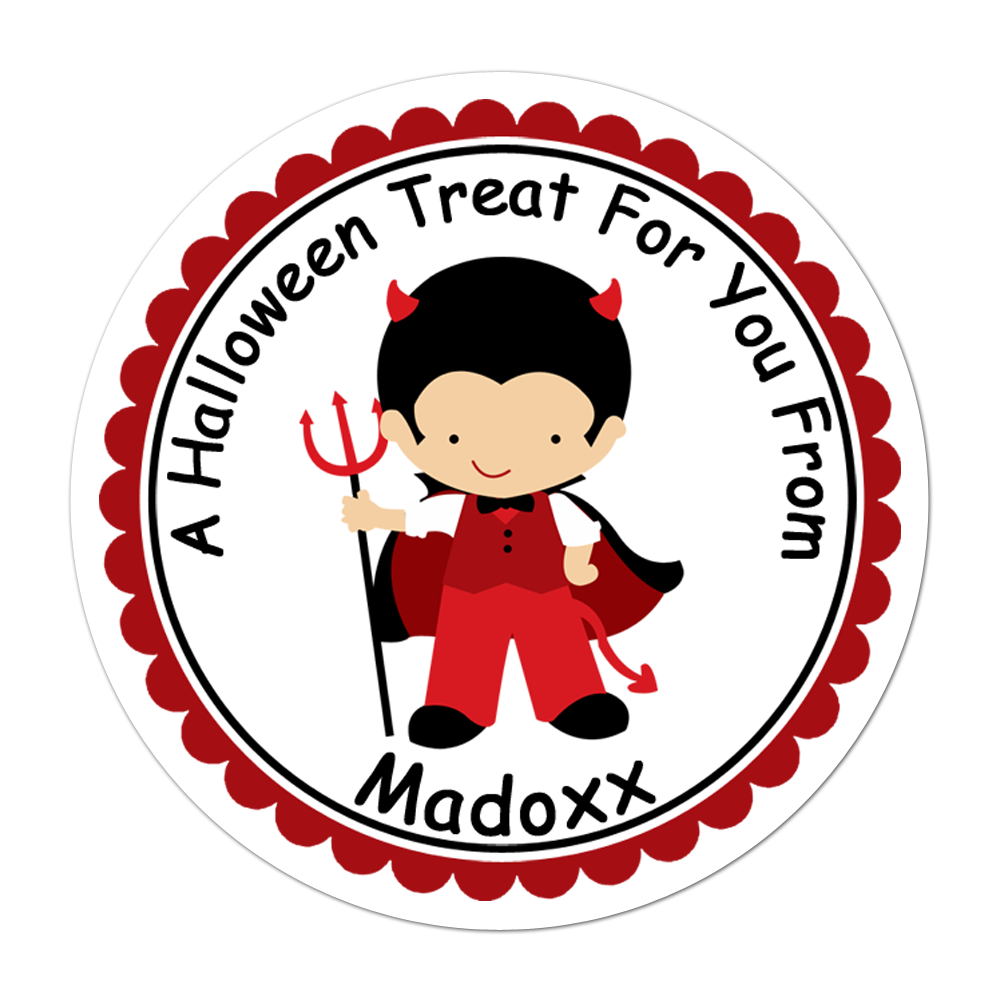 Boy Devil Costume Personalized Sticker Halloween Stickers - INKtropolis