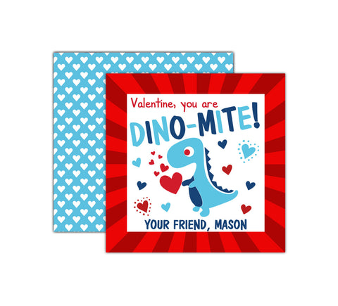 Personalized Dinosaur Valentine's Day Tags, Valentine Cards