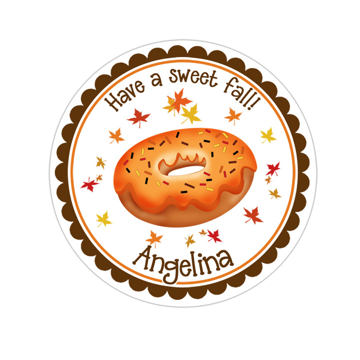 Fall Donut Personalized Sticker Other Holiday Stickers - INKtropolis