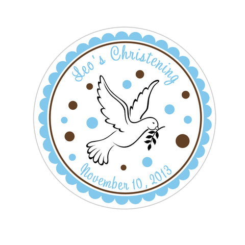 Dove Personalized Baptism Favor Sticker