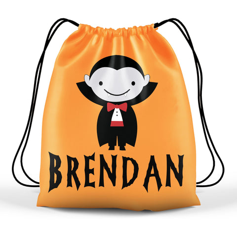 Personalized Halloween Trick Or Treat Bag, Kids Drawstring Bag - Dracula Vampire