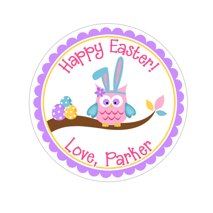 Easter Bunny Owl Personalized Sticker Other Holiday Stickers - INKtropolis