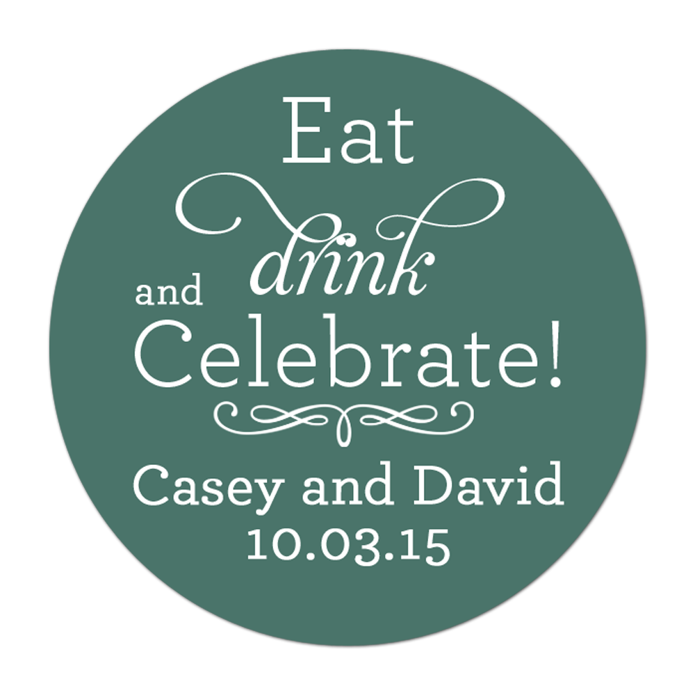Eat Drink and Celebrate Personalized Sticker Wedding Stickers - INKtropolis