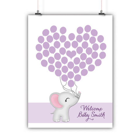 Personalized Baby Shower Guest Book Alternative - Elephant