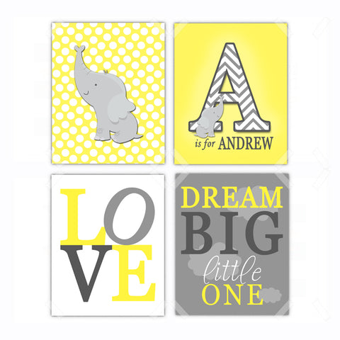 Elephant Dream Big Little One Nursery Wall Art - Set of 4