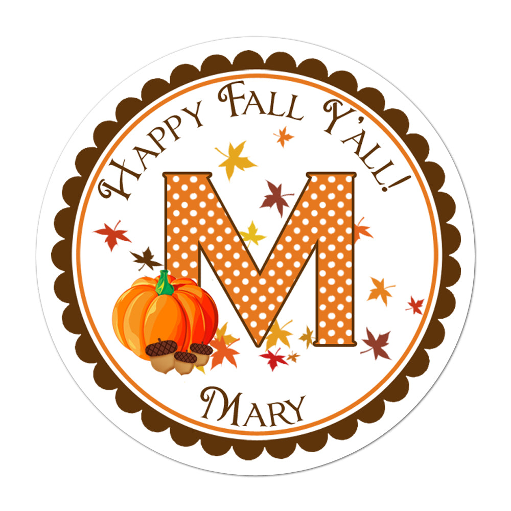 Fall Pumpkin Monogram Personalized Sticker Other Holiday Stickers - INKtropolis