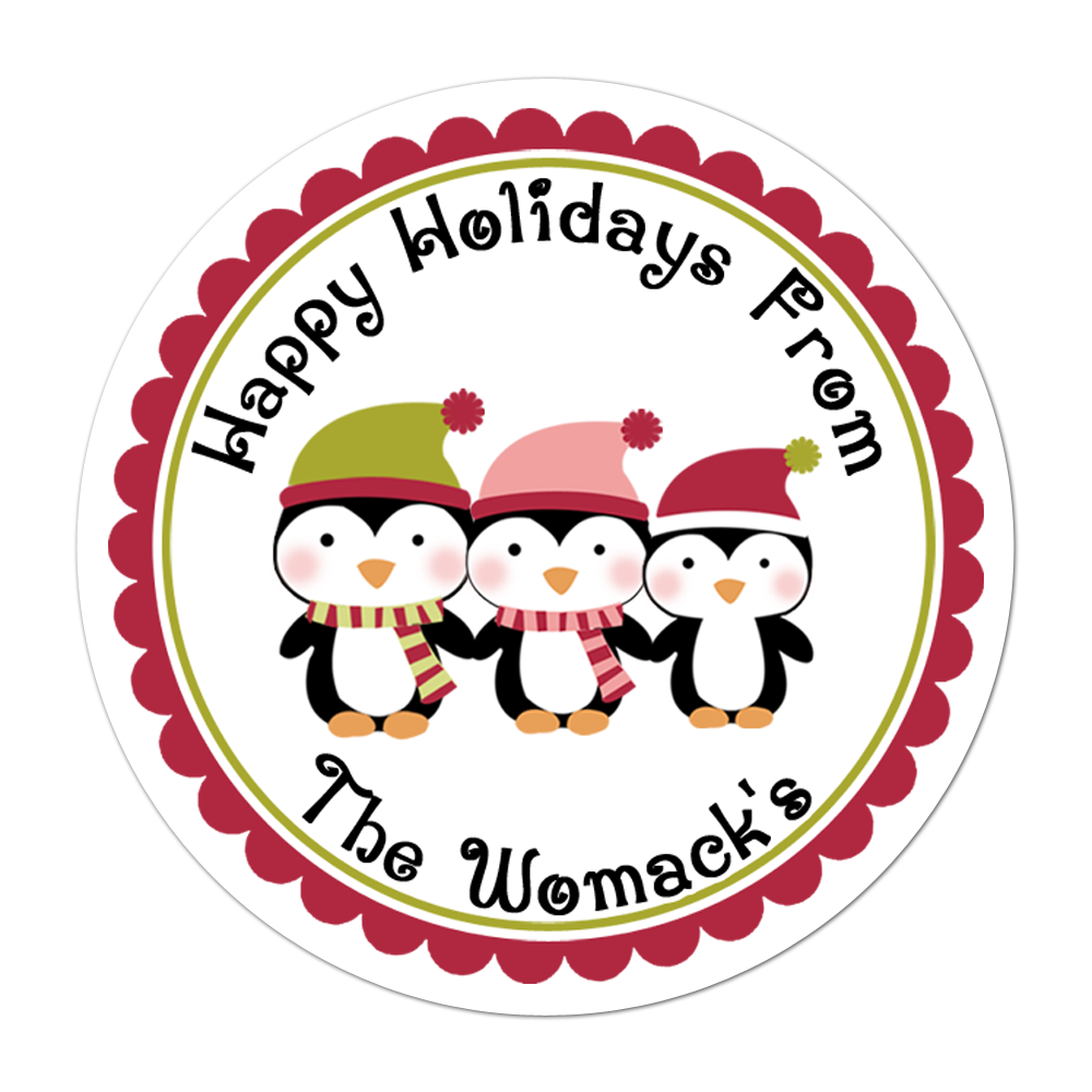 Family of Penguins Personalized Sticker Christmas Stickers - INKtropolis