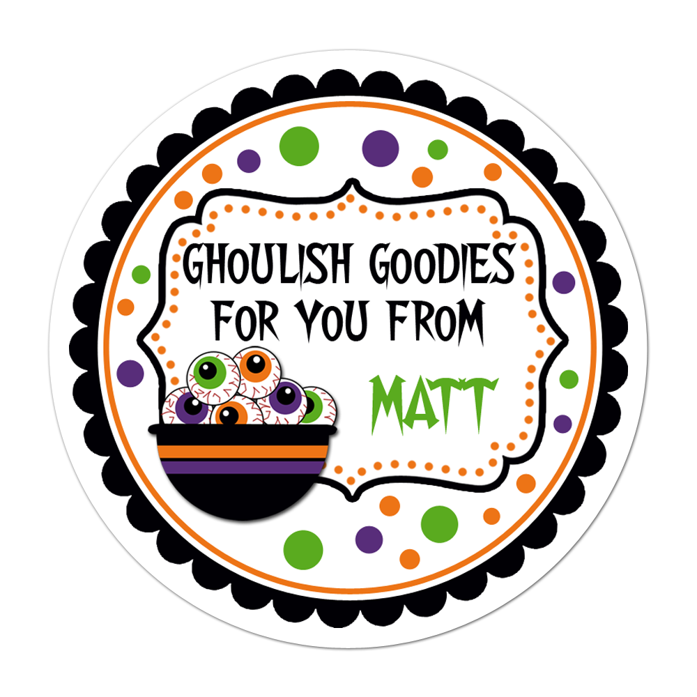 Bowl Of Eyeballs Fancy Frame Personalized Sticker Halloween Stickers - INKtropolis
