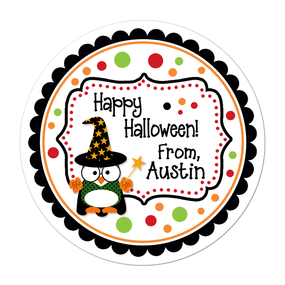 Wizard Owl Personalized Sticker Halloween Stickers - INKtropolis