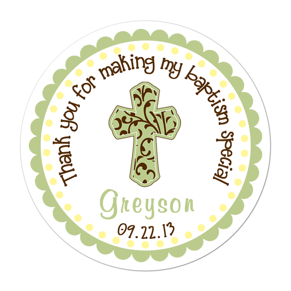Green Filigree Cross Personalized Sticker Birthday Stickers - INKtropolis