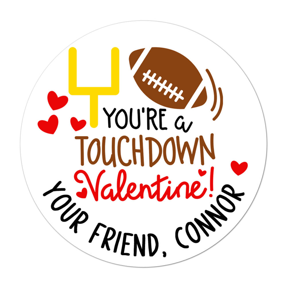 Football Personalized Valentines Day Sticker