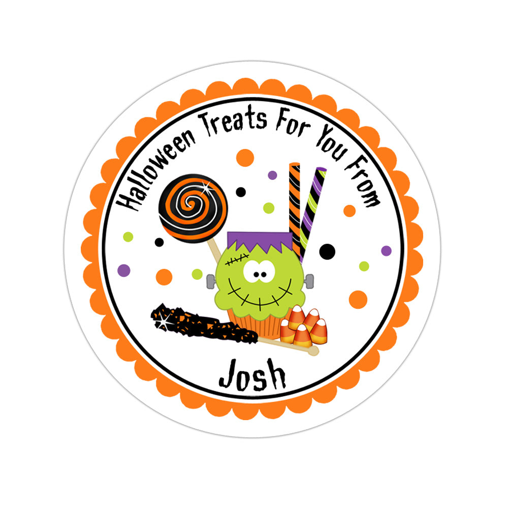Halloween Cupcake And Candy Personalized Sticker Halloween Stickers - INKtropolis