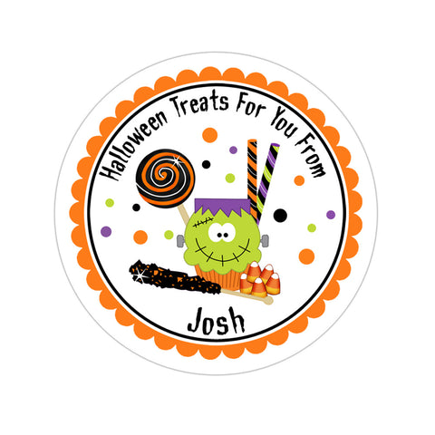 Halloween Cupcake And Candy Personalized Halloween Sticker