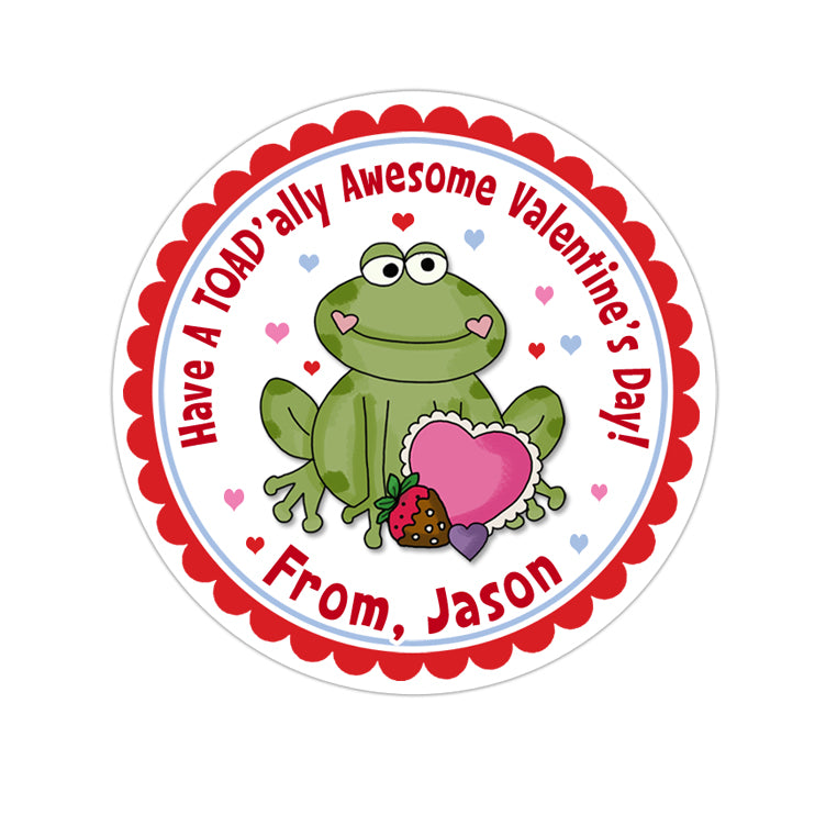 Frog Personalized Valentines Day Sticker